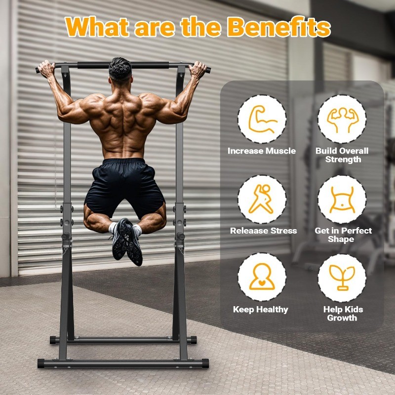 Foldable Pull Up Bar Free Standing Multi-function Power Tower Dip Bar