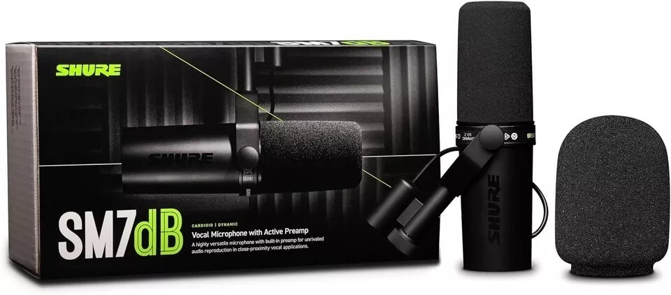 Shure SM7dB Dynamic Microphone Built In Preamp Streaming Podcast Recording NEW