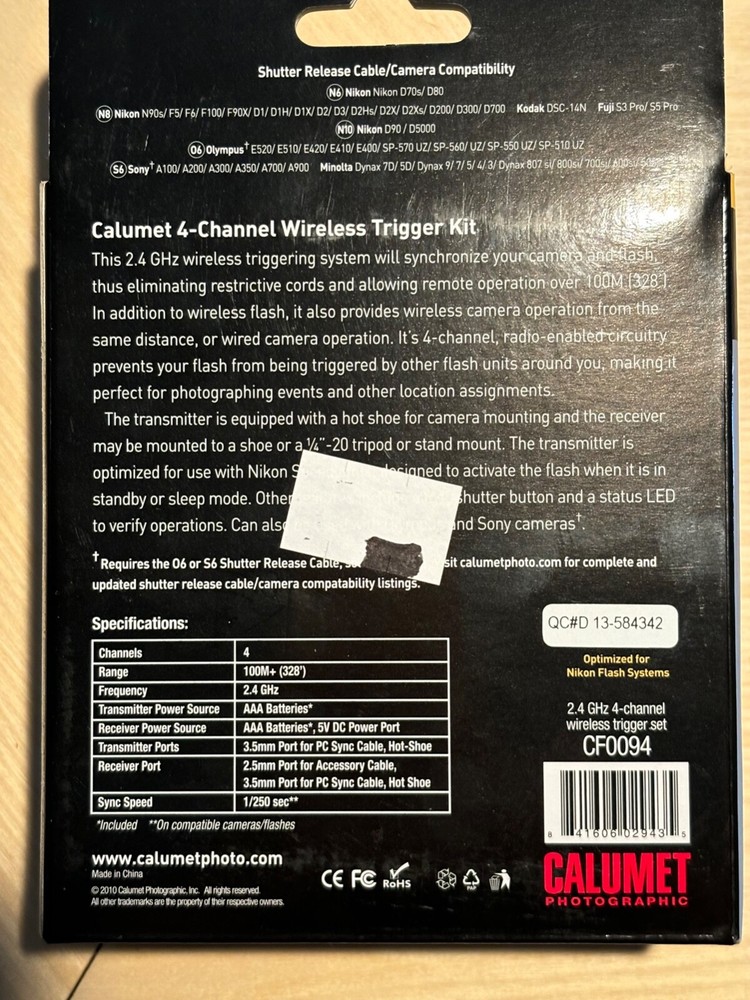 4-channel wireless trigger kit for NIKON