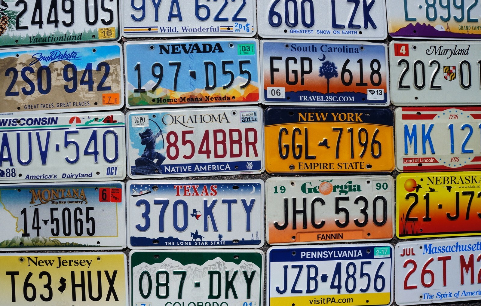 COMPLETE SET - ALL 50 STATES USA LICENSE PLATES LOT + Mexico Canada Panama Tags