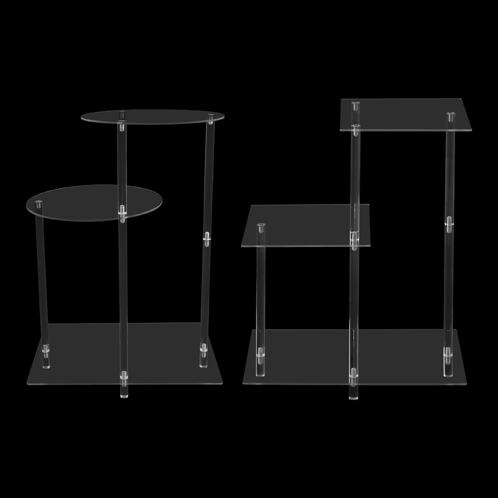 3-Tier Side Table Bedside Table with Open Storage Shelf Clear Side Square Table