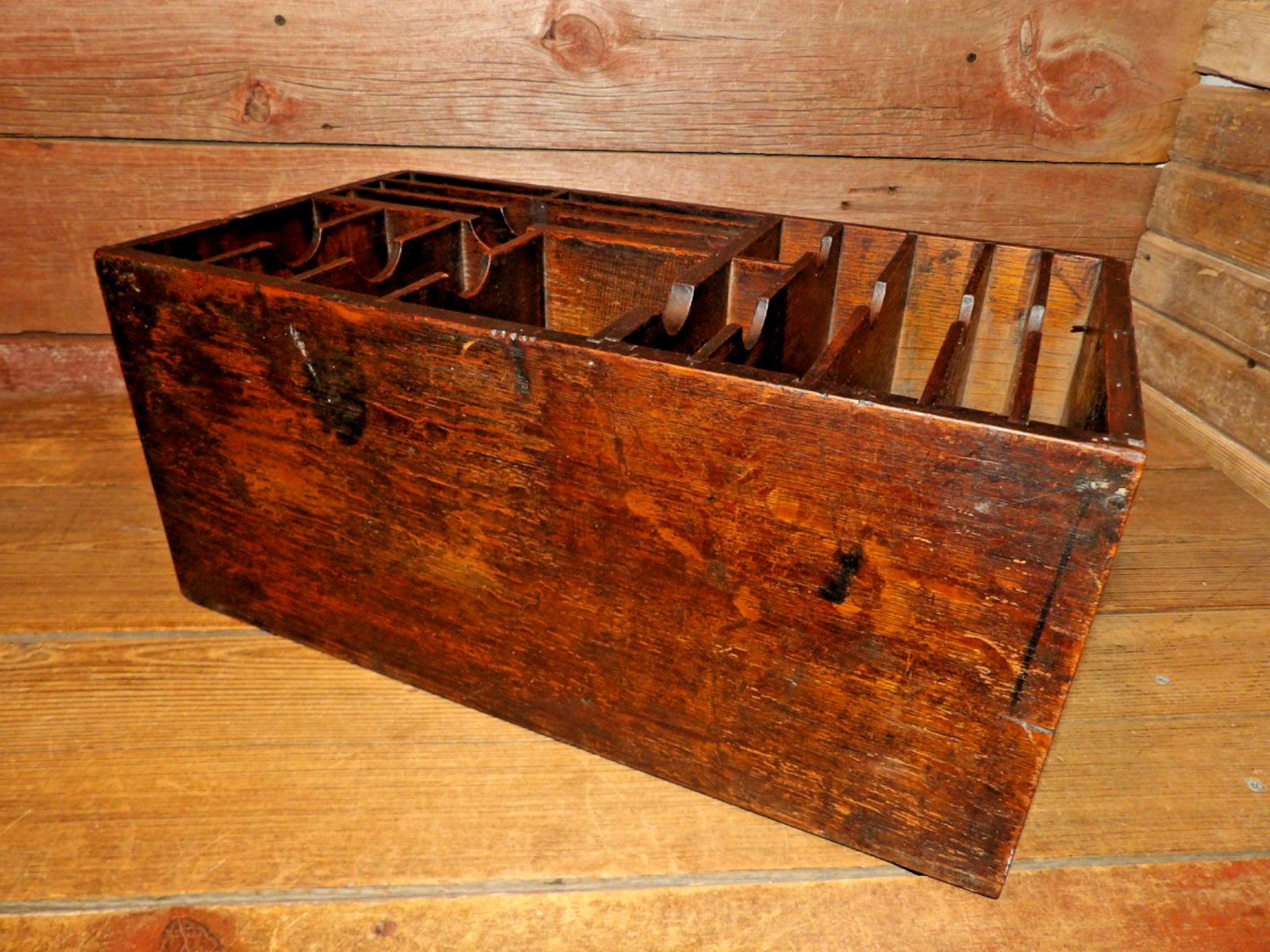 Vintage RARE Wood File Cabinet Desktop Document Organizer Storage Chest, Mail