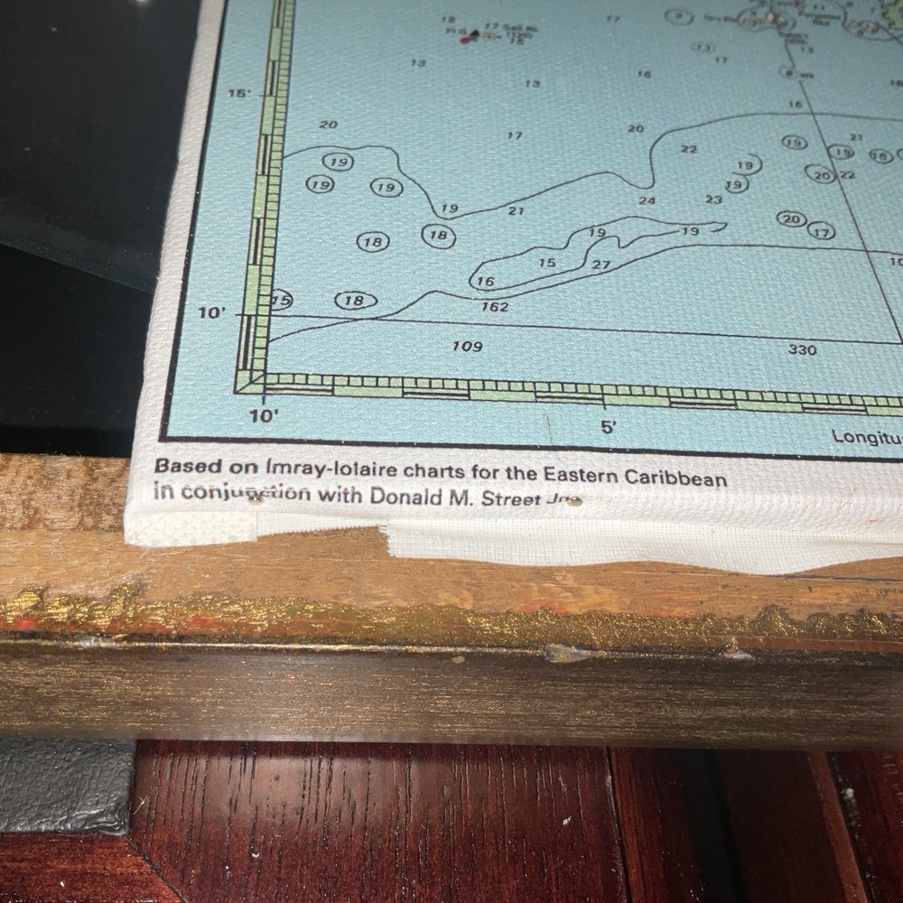 Vintage Framed Virgin Islands Nautical ChartImray Sailing Map Decor