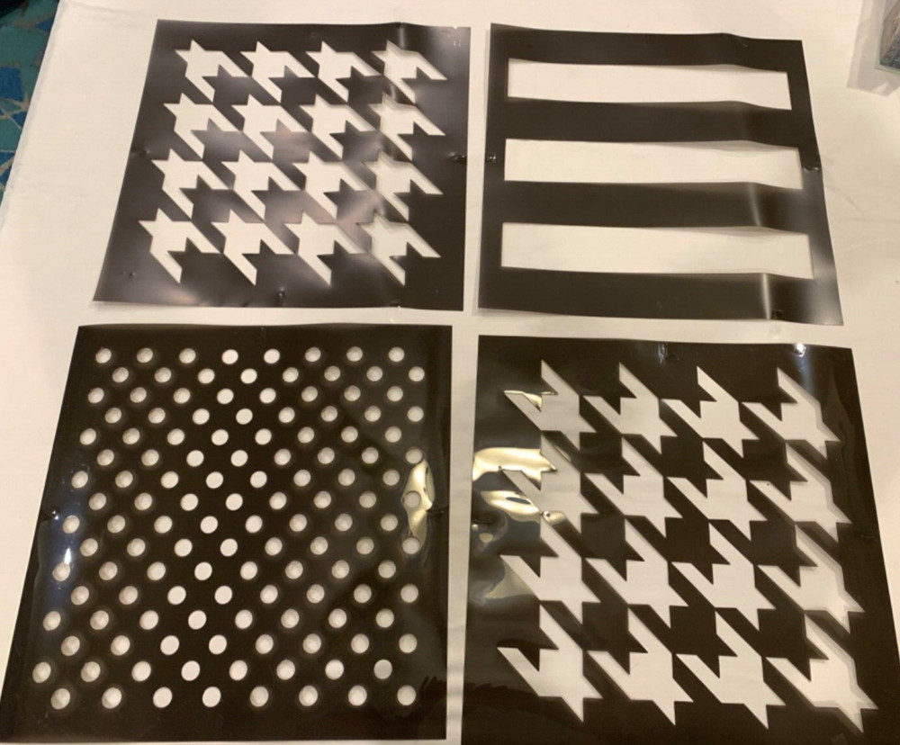 Stencils 4 Pack Geometric Polka Dot Houndstooth Patterns