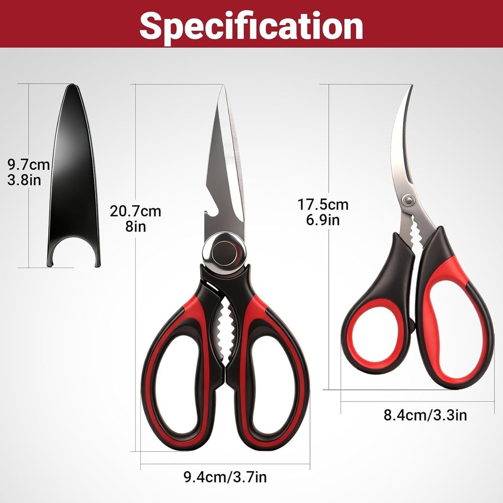 2 Pack Heavy Duty Kitchen Shears Stainless Steel