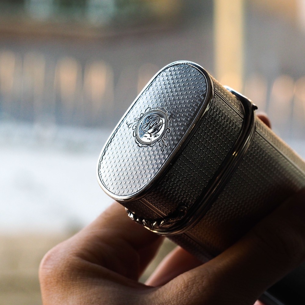 Antique Georgian Solid Silver Cigar/Cheroot Case Engine Turned - Edward Edwards