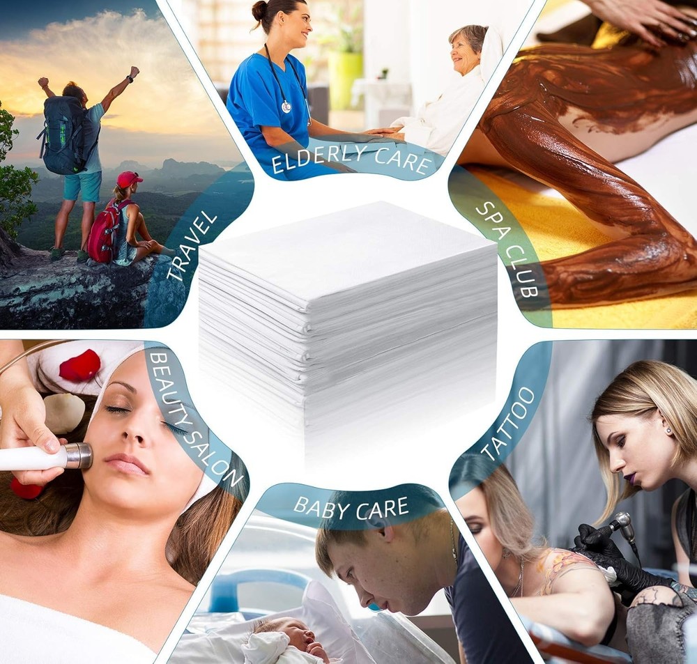 20 Pieces Disposable Bed Sheet Covers Spa Massage Table Sheet Waterproof Bed ...