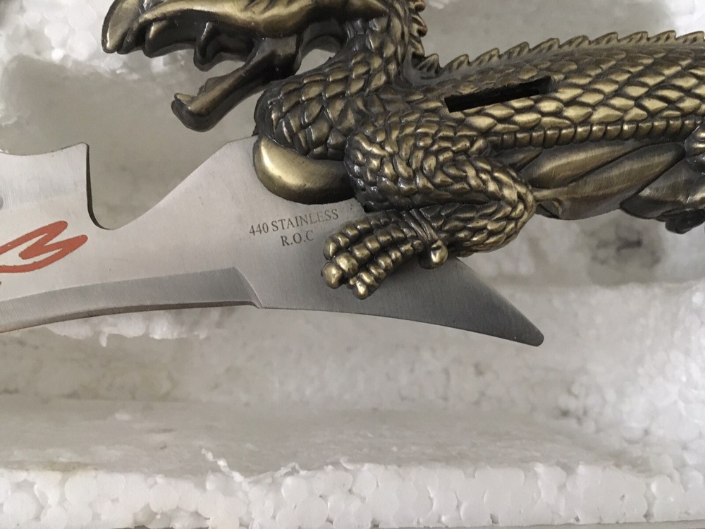 Decorative Dragon Hunting Knife with Display Stand