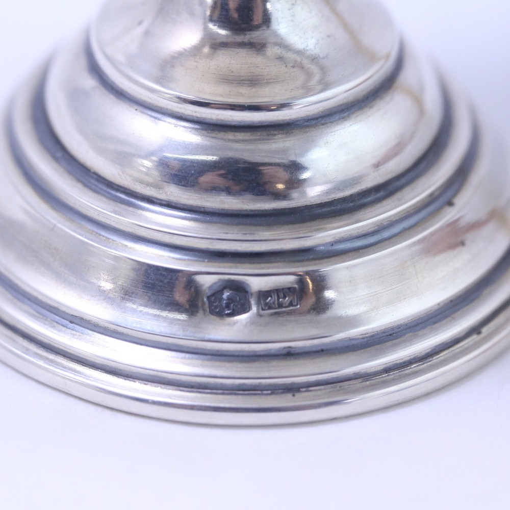 Sterling Kiddush Cup with etched shield design