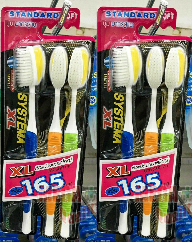 Pack 6 Systema Toothbrush XL Standard Soft Extra Large Head Size Slim Bristle
