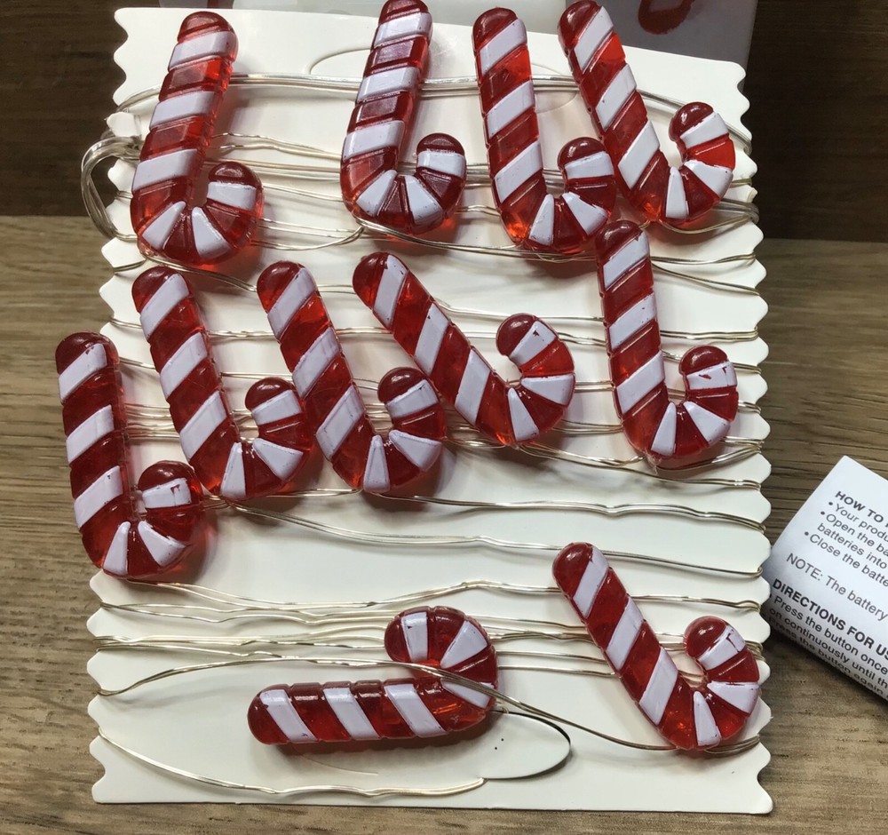 Manor Lane 20 CANDY CANE Shimmer String Lights 10ft Silver Metal String DEFECT