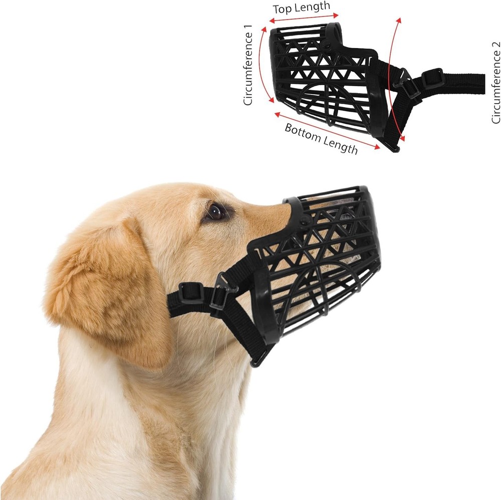 Basket Cage Dog Muzzle Size 3 SMALL Adjustable Straps BLACK by