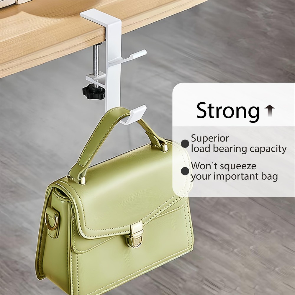 Adjustable Hook for L Shaped Gaming Desk, Under Desk with White
