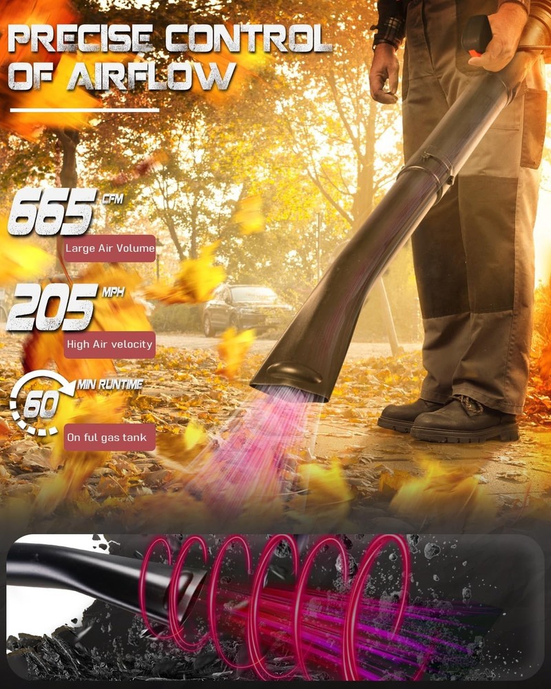 Professional Gas Powered Backpack Leaf Blower – 2-Stroke High-Performance 63CC