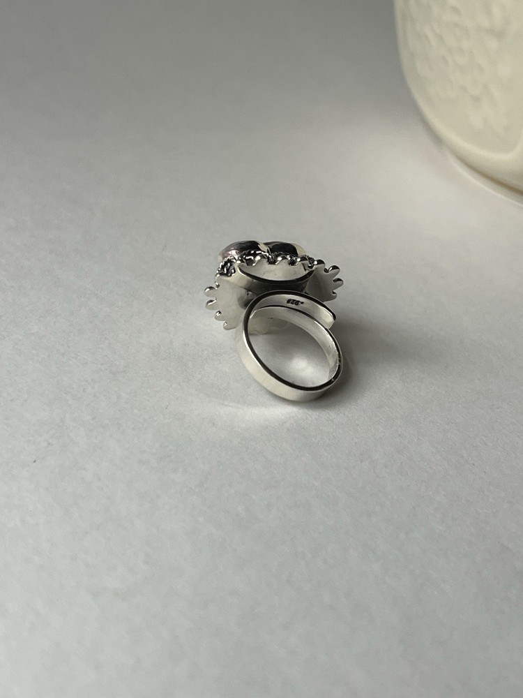 Amber Heart Ring 925 Sterling Silver Adjustable Artisan Statement