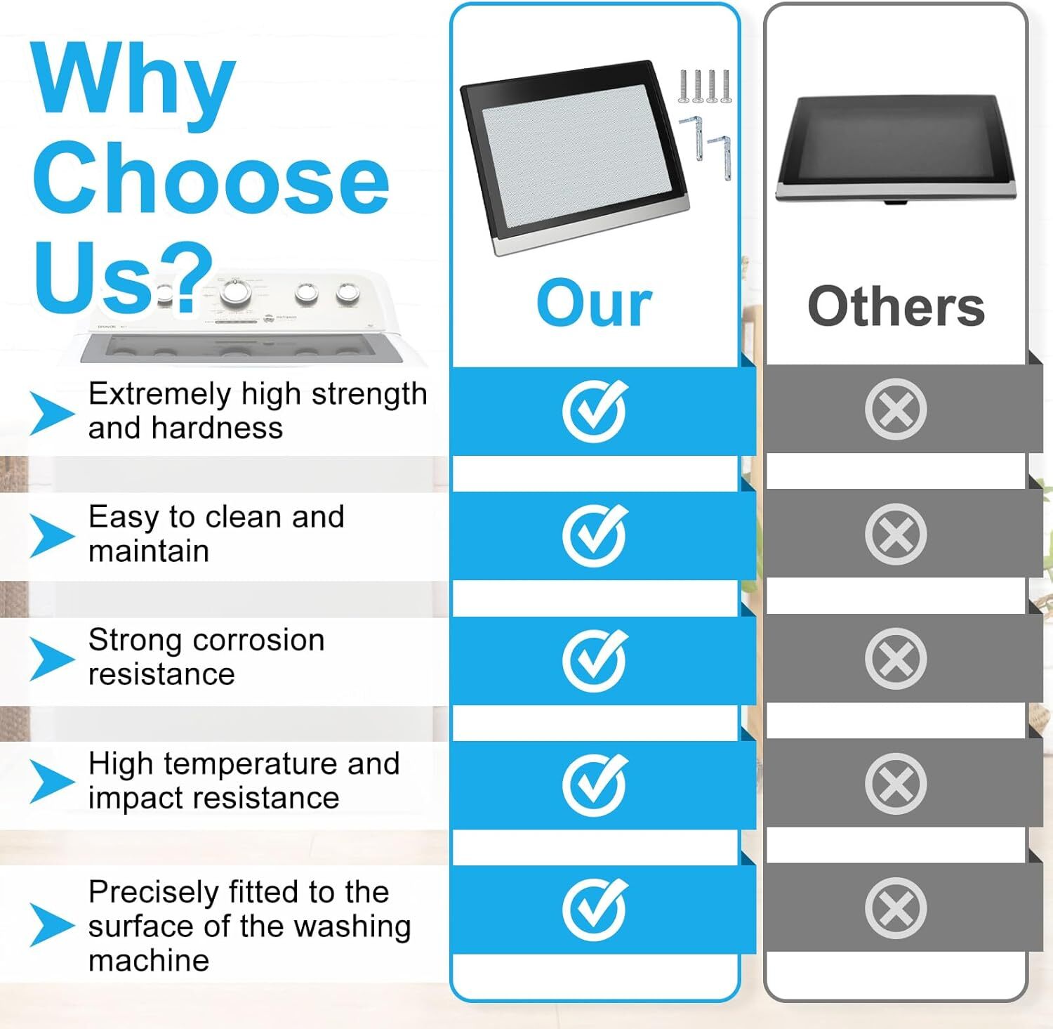 UPGRADED W11259006 Washer Lid Assembly Fit Whirlpool Maytag Washer