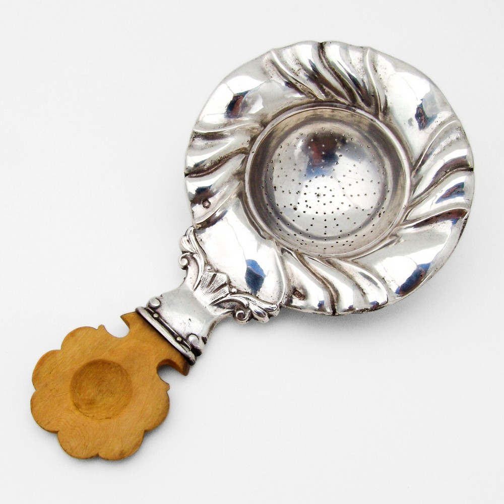 Tea Strainer Austrian Silver Wooden Handle