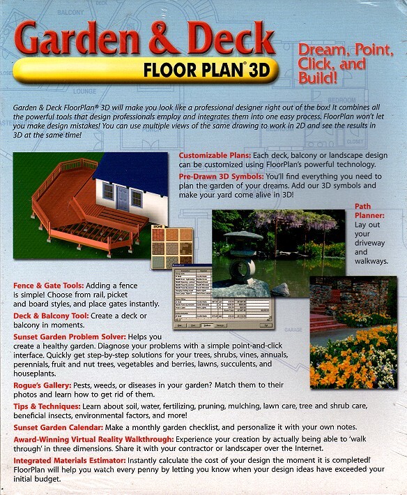 Garden & Deck Floor Plan 3D Version 6 PC-CD for Windows - NEW in BOX