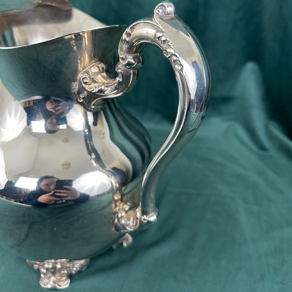 Vintage Silver Plate Ornate Water Pitcher