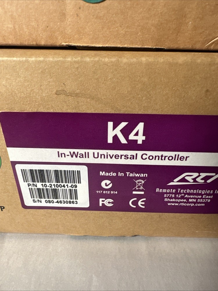RTI K4 In-Wall Universal Touchscreen Controller NIB (White) + Bracket