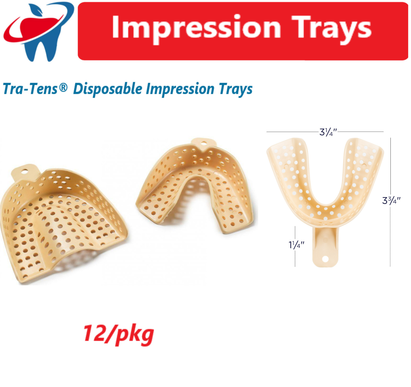 Tra-Tens® Disposable Impression Trays – Perforated, 12/Pkg - Water Pik