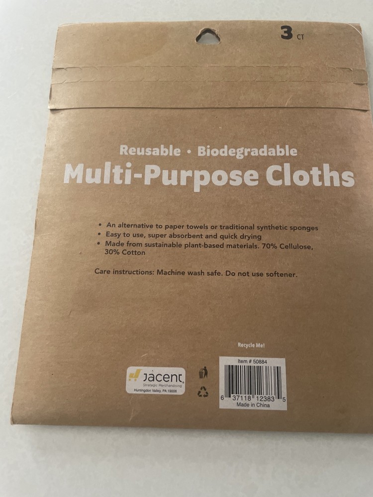 Biosmart Multi-Purpose Cloths 3 Count Pack Green Reusable Biodegradable