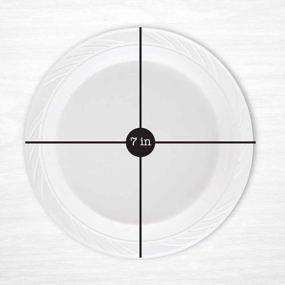 100 Count Disposable 7 Inch White Plastic Plates