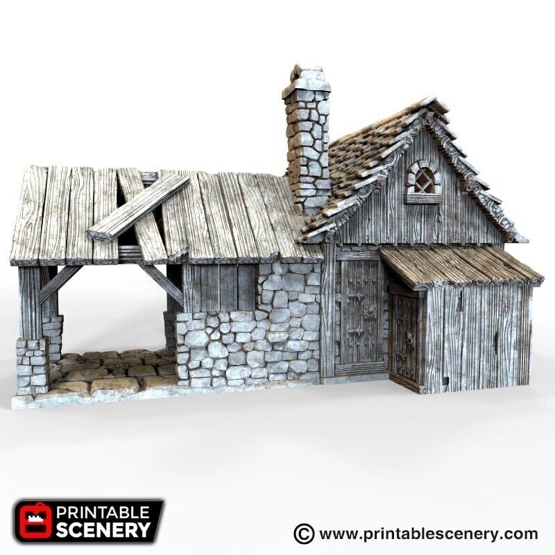 Medieval Blacksmith Rustic Fantasy Tabletop Terrain for Miniature Gaming (28mm)