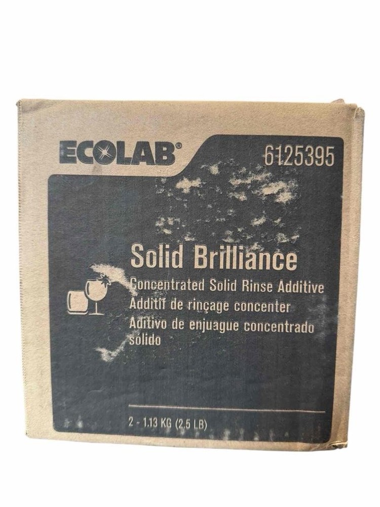 2 Pack Ecolab Solid Brilliance Concentrated Solid Rinse Additive 2.5lb 6125395