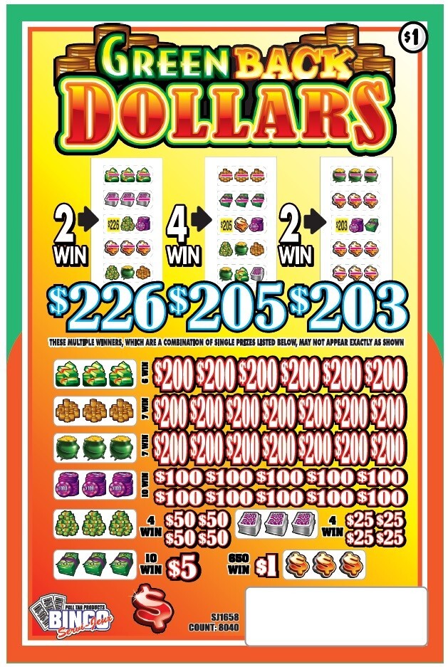 NEW pull tickets GREEN BACK DOLLARS - Instant Tabs