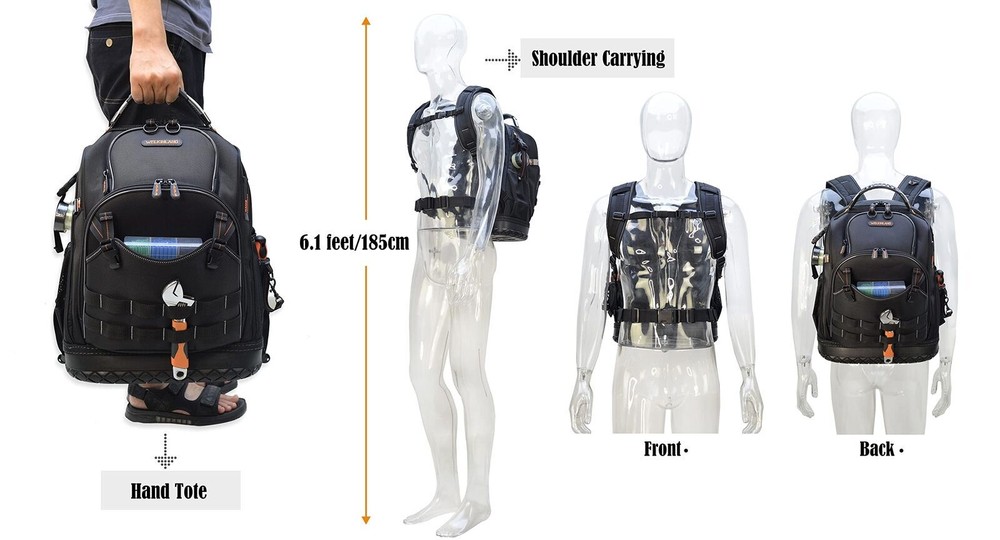 77-Pockets Tool backpack, Tool backpack for men, HVAC tool bag backpack