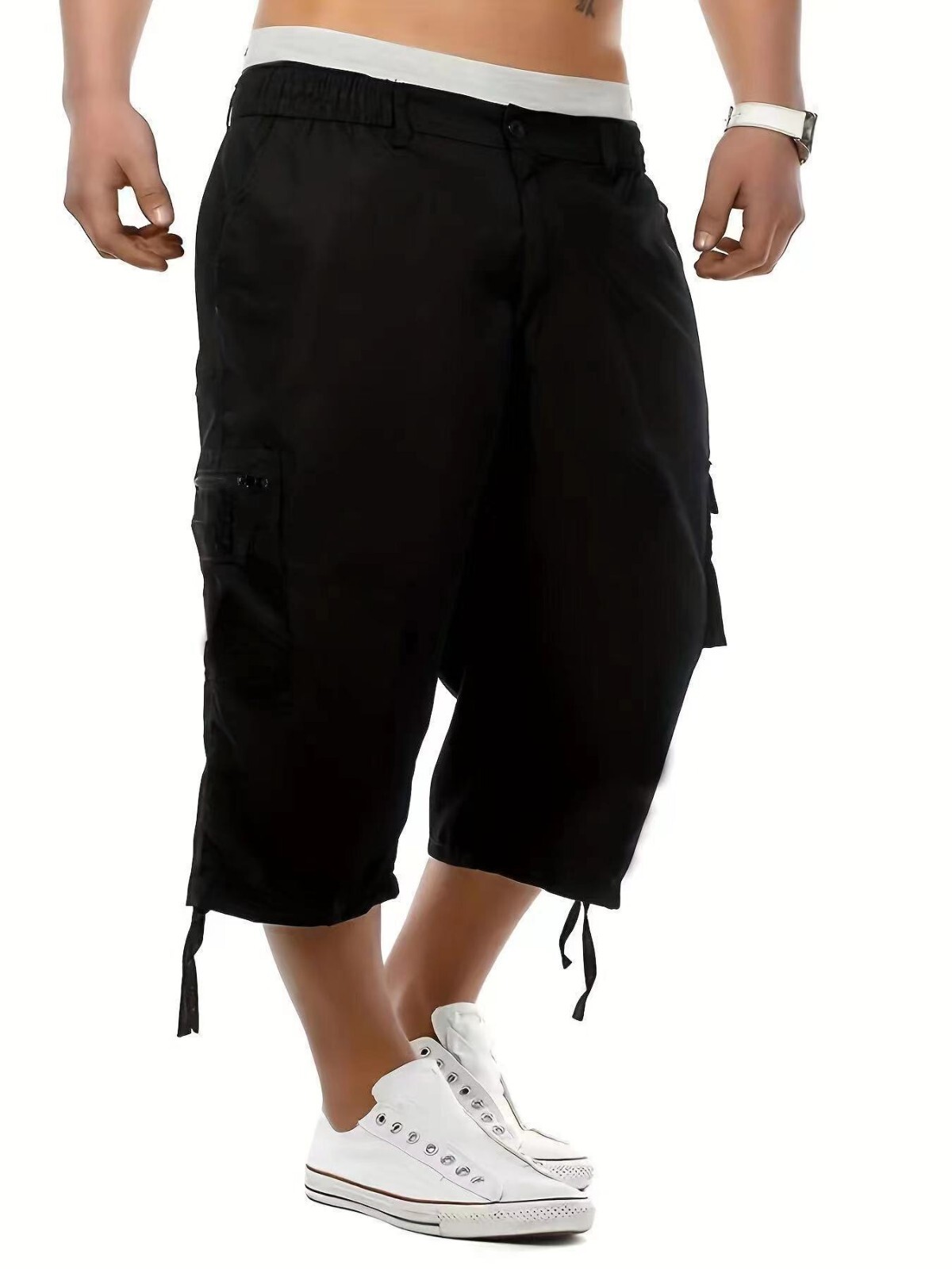Casual Fashion Chino Cargo 3/4 Below Knee Shorts Pants Multi Pockets Trousers