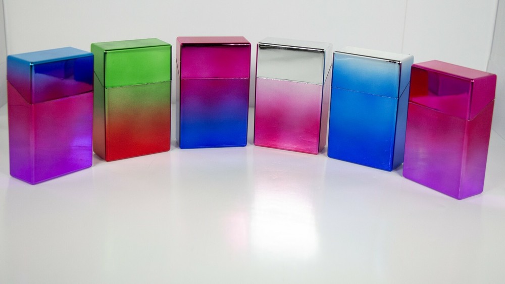 12 Assorted Gradient Design Push Open Cigarette Case Pack Holders for 100mm