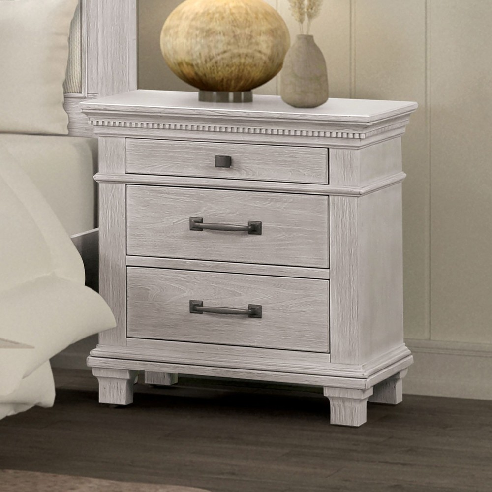 Transitional Style Eastern King Size 4pc Bed Set Weathered Gray Finish