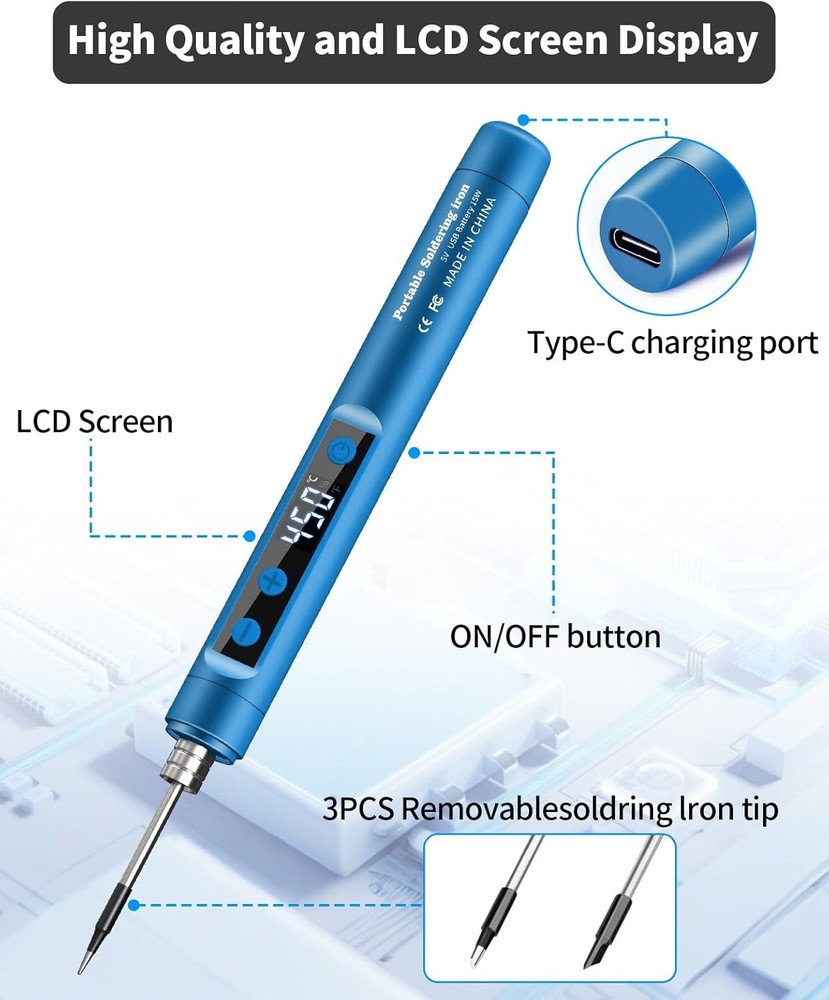 Wireless Soldering Iron Kit With Digital Adjustable Temperature Suitable home--