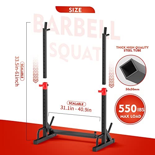 FONBEAR Adjustable Squat Rack, Barbell Rack, Bench Press 550 LBS Max Load