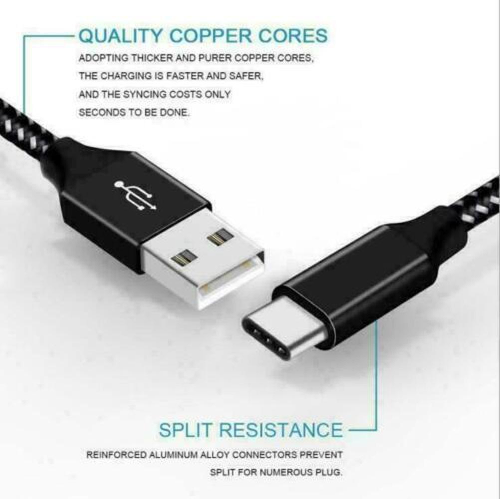 USB Fast Charger Wall Power Adapter 10Ft Long Type C Cable For Samsung Android
