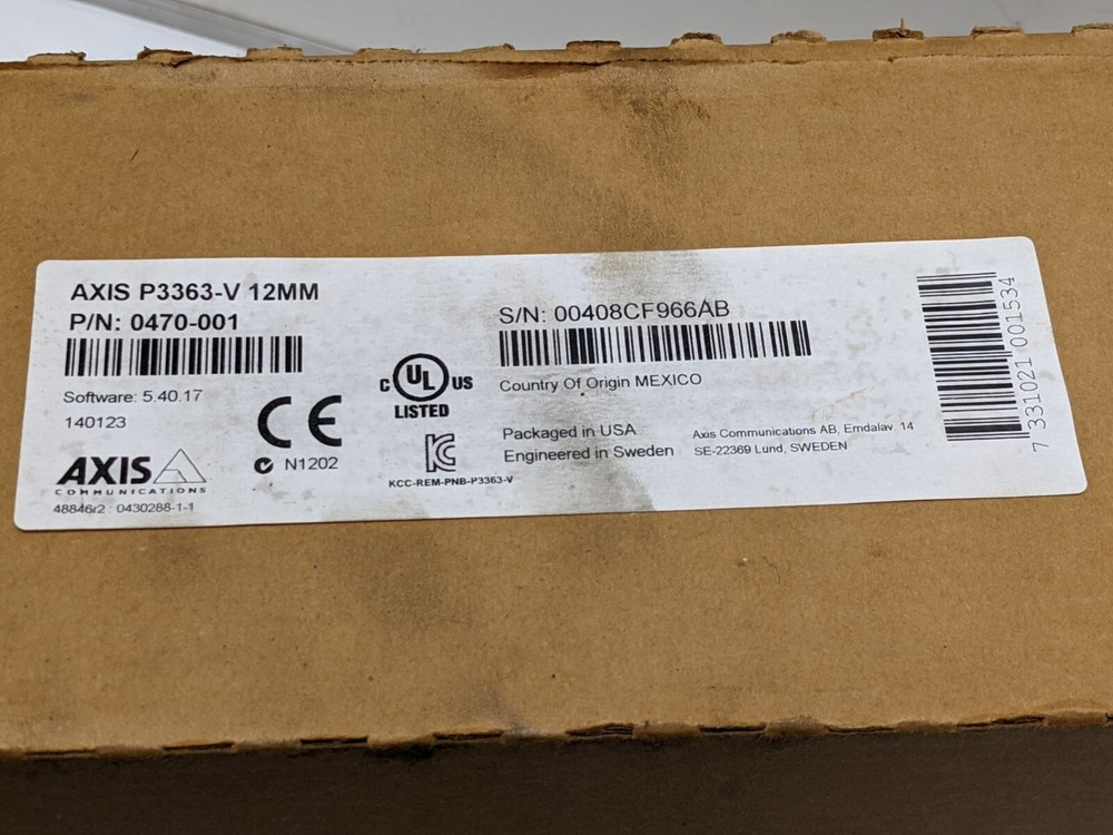 AXIS P3363-V 12MM Fixed Dome Network Camera (NEW).