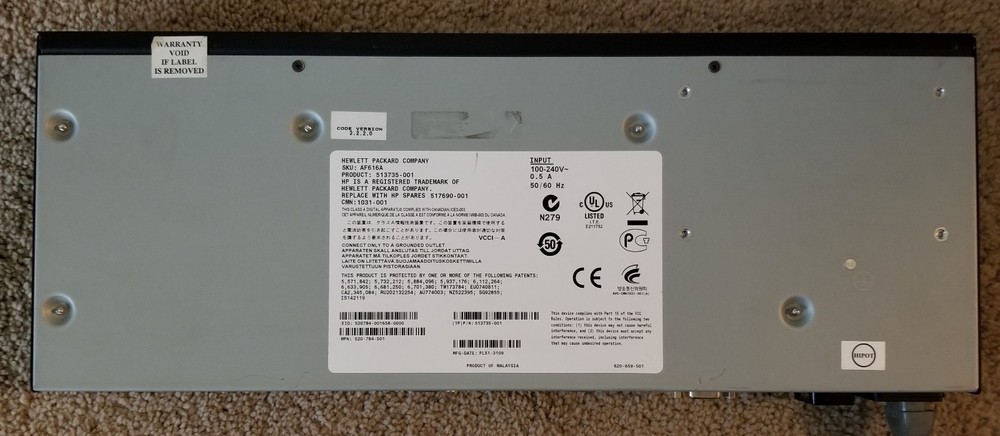 HP KVM SERVER CONSOLE SWITCH AF616A 513735-001 517690-001