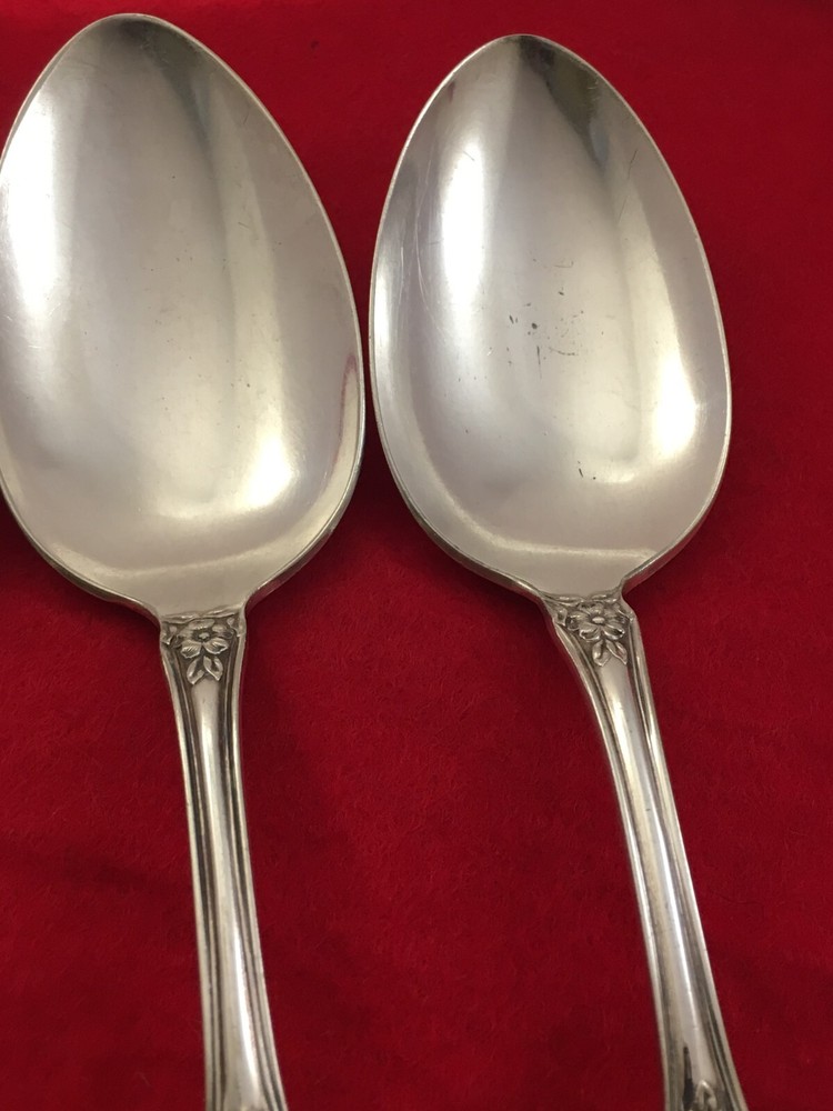 Wm Rogers & Son ARBUTUS Silver Plate 3 Solid Serving Spoons 1908 Flatware