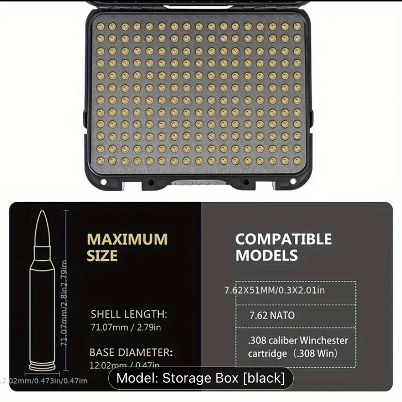 Waterproof hard Ammo Case - 200 Rounds 308win Locking Storage Box