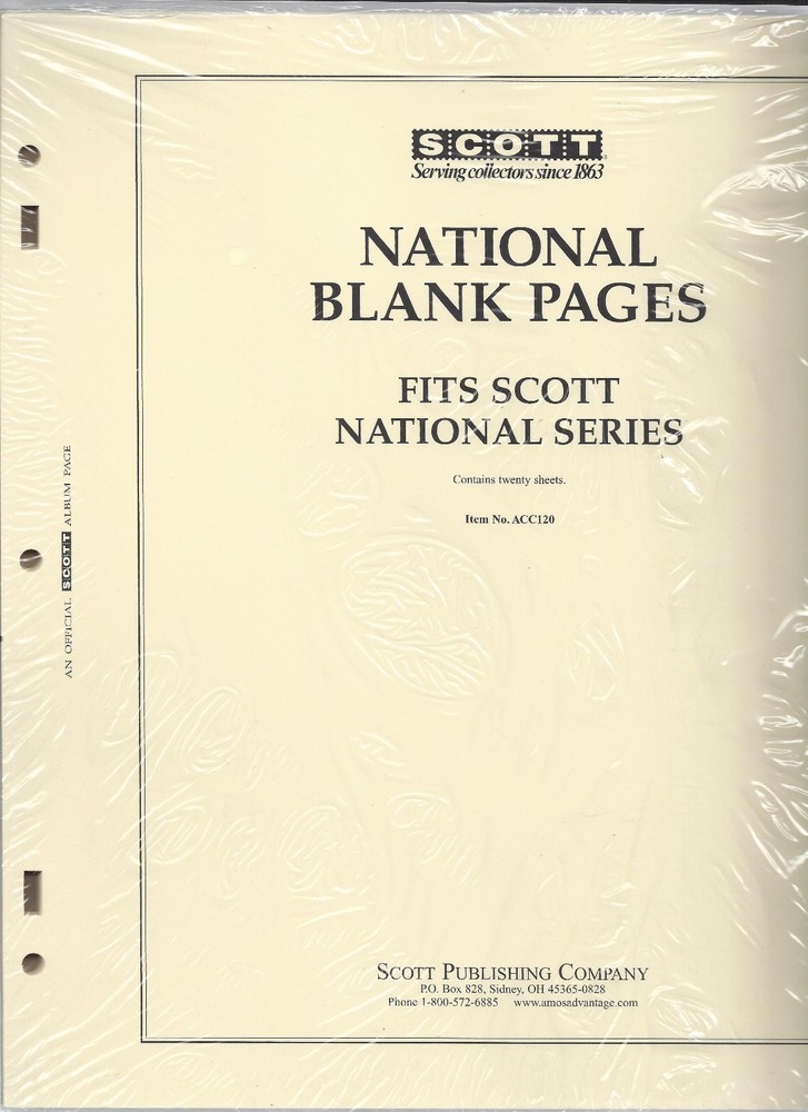 Pkg. of 20 Scott ACC120 National Blank Pages FREE U.S. Shipping w/$50 Order