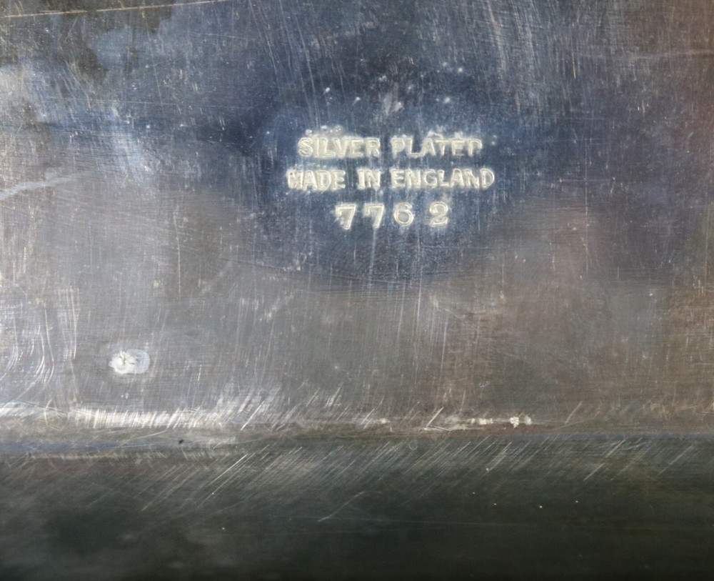 Vintage England 7762 Silver Plated Rectangular Serving Tray with Handles 20"x15"