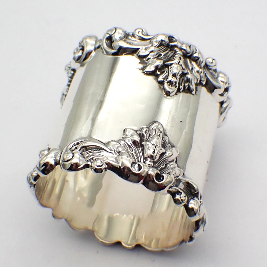 Ornate Napkin Ring Sterling Silver Mono AEB