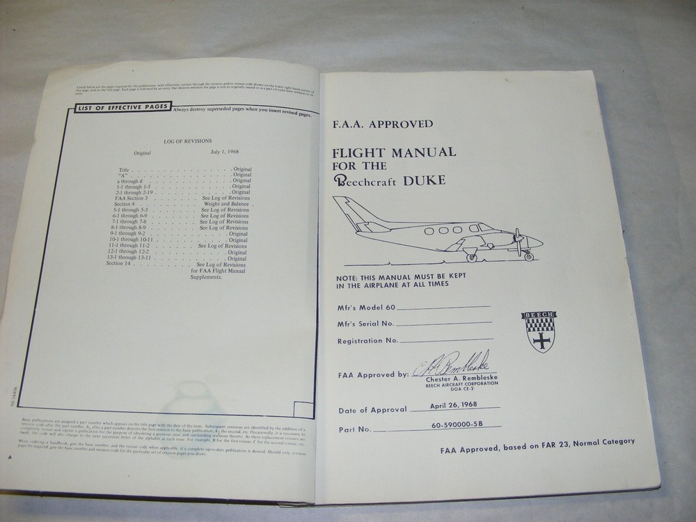 Beechcraft 60 Duke Pilots Operating Manual