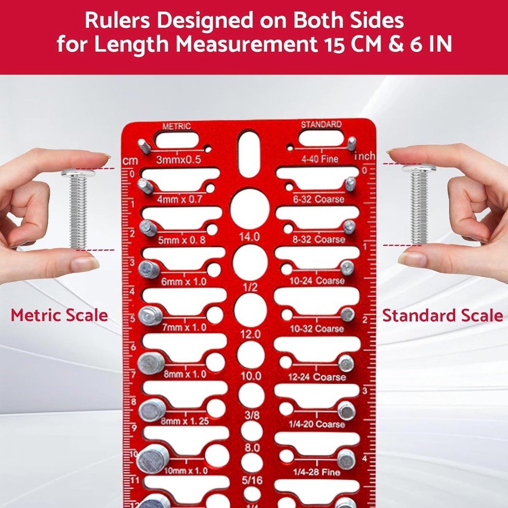 55 Nut and Bolt Thread Checker and Metric Bolt and Nut Identifier