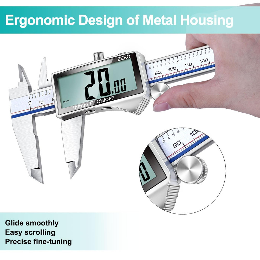 Digital Caliper, Caliper Measuring Tool with Large LCD Screen, Micrometer Calipe
