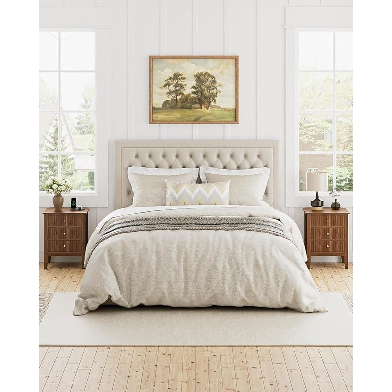 Stylish Nightstand W/ Ample Storage Elegant Bedside Table Minimalist Design New