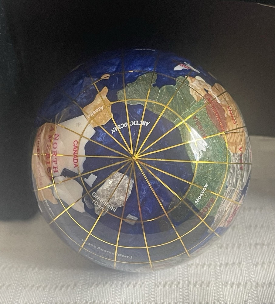 Gorgeous Multi Gemstone Globe Paper Weight Blue
