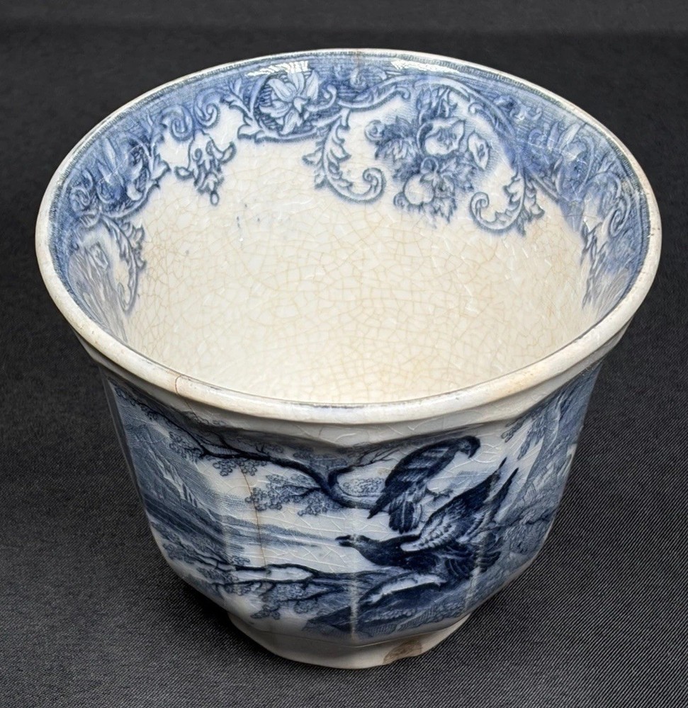 Antique Rare Podmore Walker Mulberry Eagle Transferware Handleless Cup 1800s